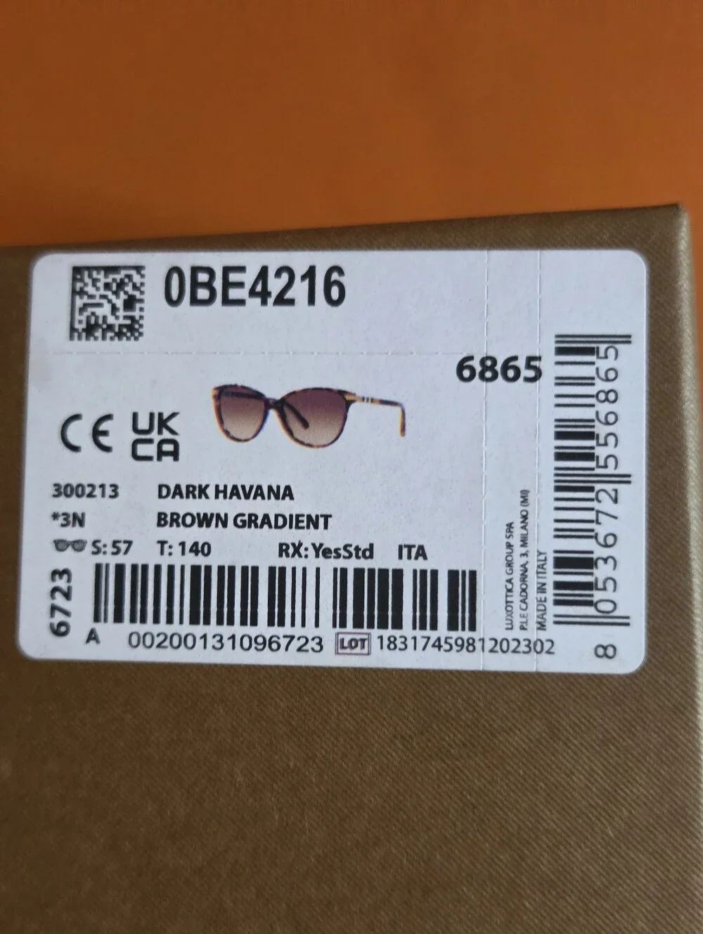 BURBERRY BE4216 Dark Havana Brown Gradient Sunglasses New with Box